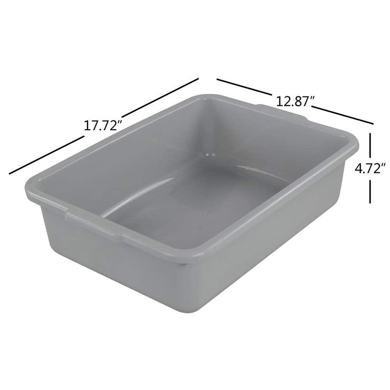 Ucake 3-Pack Plastic Bus Tub, 13 L Plastic Utility Bus Box Dish Pan, Grey - Image 2